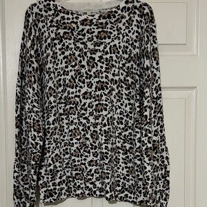 Talbots Animal Print Long Sleeve Top